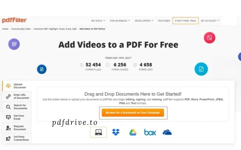 Access the online platform to add a video to PDF online