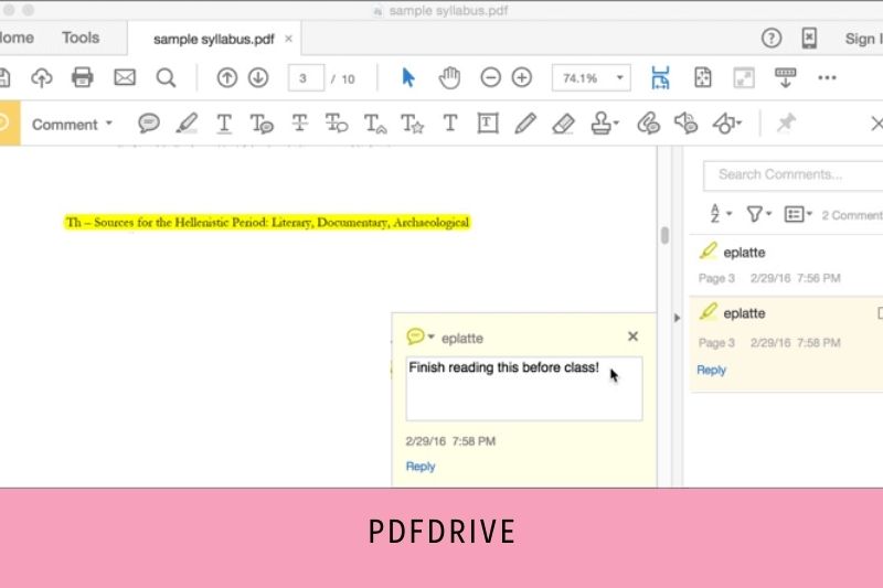 Step 2. Click on the Comment button, and then you can choose to add a comment to the PDF by clicking the notepad icon under the Annotations tab.