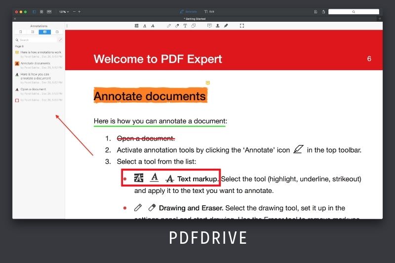 Step 3. Select the Note option from all those annotating tools and click where you want to make notes.